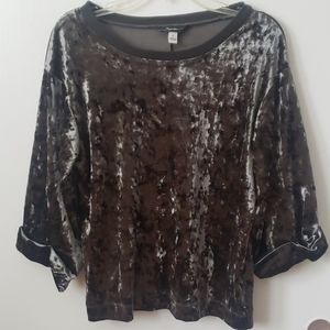 Nordstrom Brand Crushed Velvet Olive Top